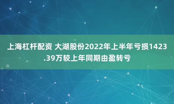 上海杠杆配资 大湖股份2022年上半年亏损1423.39万较上年同期由盈转亏