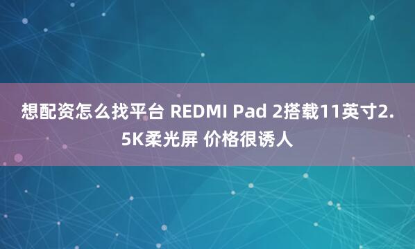 想配资怎么找平台 REDMI Pad 2搭载11英寸2.5K柔光屏 价格很诱人
